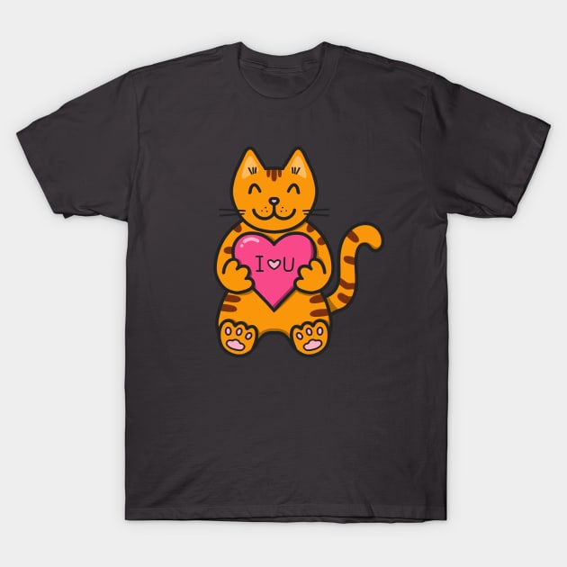Valentines cat T-Shirt by Chigurena